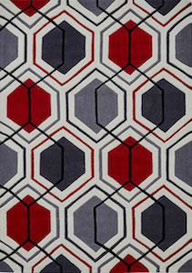 hand tufted acrylic modern hong kong cream/red rug