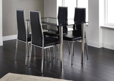 Andora Dining Set Clear Glass Black